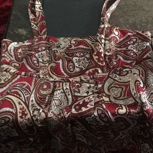 100% silk INC International Concepts Paisley Print Top - Red and Brown